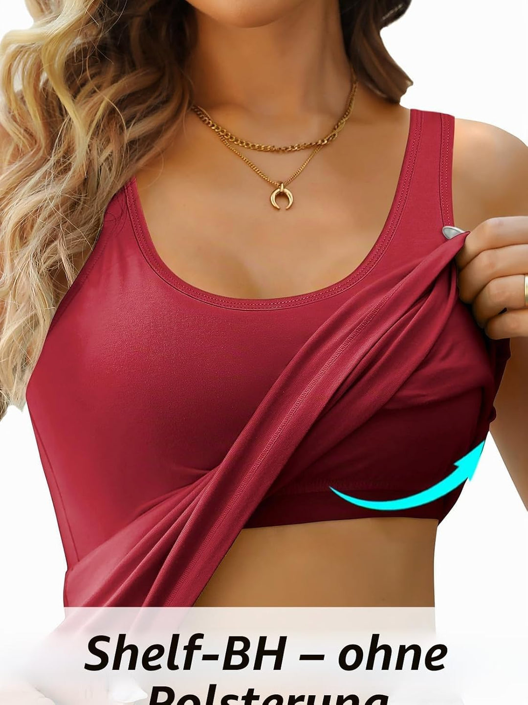 Charmo Unterhemd Damen BH-Hemd Basic Racerback Tank Tops mit Regal-BH Baumwoll Stretch eng Top Slim