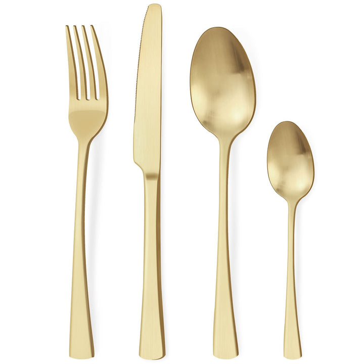 Bestdin Besteck Set 6 Personen, 24 teilig Edelstahl Besteck-Set Champagner Gold Matt, Messer und Gab