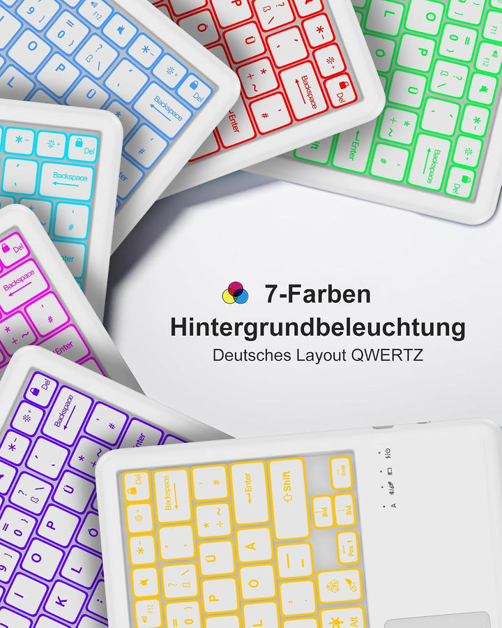 Für iPad Air 13 (M4/M3) Hülle mit Touchpad &amp; Beleuchtung QWERTZ Hellgrau Air 13 M4/M3/M2 (2026-2024)