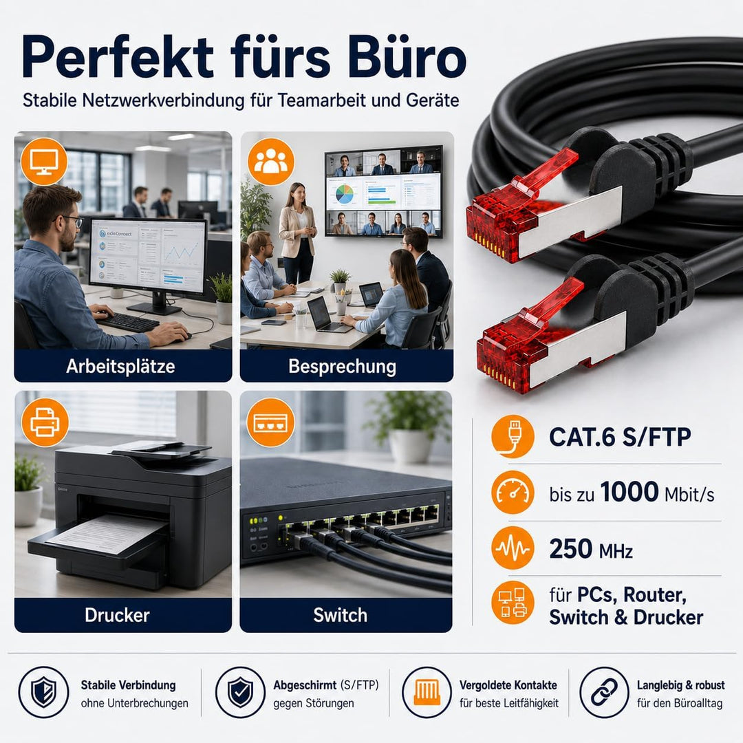1aTTack.de 10x 10m - Cat 6 Netzwerk-Kabel Patch-Kabel Cat6 RJ45 SFTP - Viola