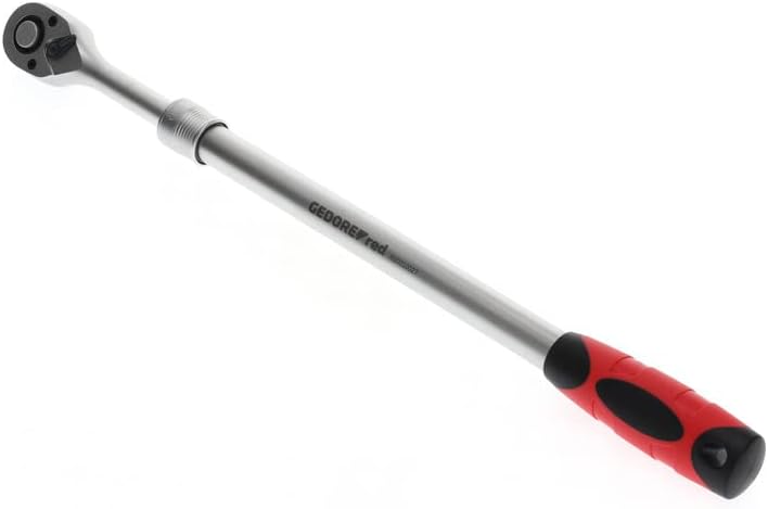 GEDORE red Teleskopknarre, Umschaltbar, Mit Druckknopfauslösung, 1/2 Zoll, Ergonomischer 2K-Griff, S