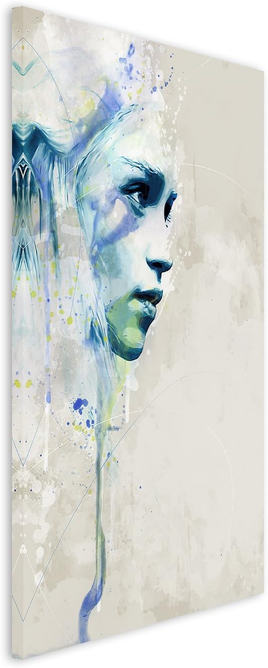 Game of-Thrones Khaleesi Aqua 90x60cm - Splash Art Paul Sinus Wandbild auf Leinwand - Malerei, Kunst