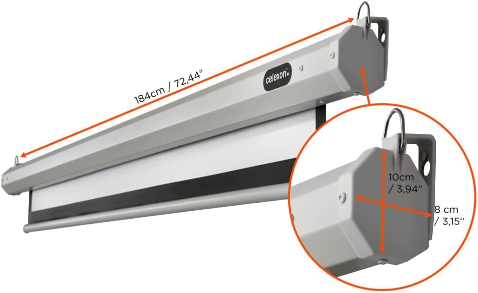 celexon Economy Motor-Leinwand 70" | 160x90 cm 16:9 | elektrische 4K,Full-HD Beamer-Leinwand für Bür