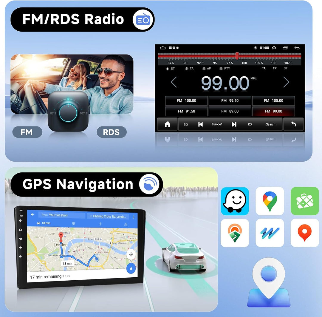 Podofo Carplay Autoradio für Citroen C1/Toyota Aygo/Peugeot 107, Android HiFi Android Auto 10" Touch
