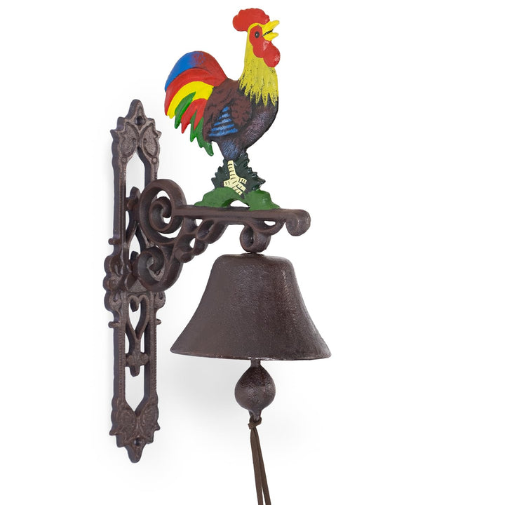 Moritz Gusseisen Wandglocke Bunter Hahn Huhn Hähnchen Glocke Türglocke 38,5 cm Höhe Hausglocke antik