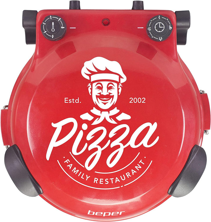 BEPER P101CUD300 Pizzaofen mit Herausnehmbarer Feuerfestplatte - Pizzaofen Elektrisch mit 5 Kochstuf