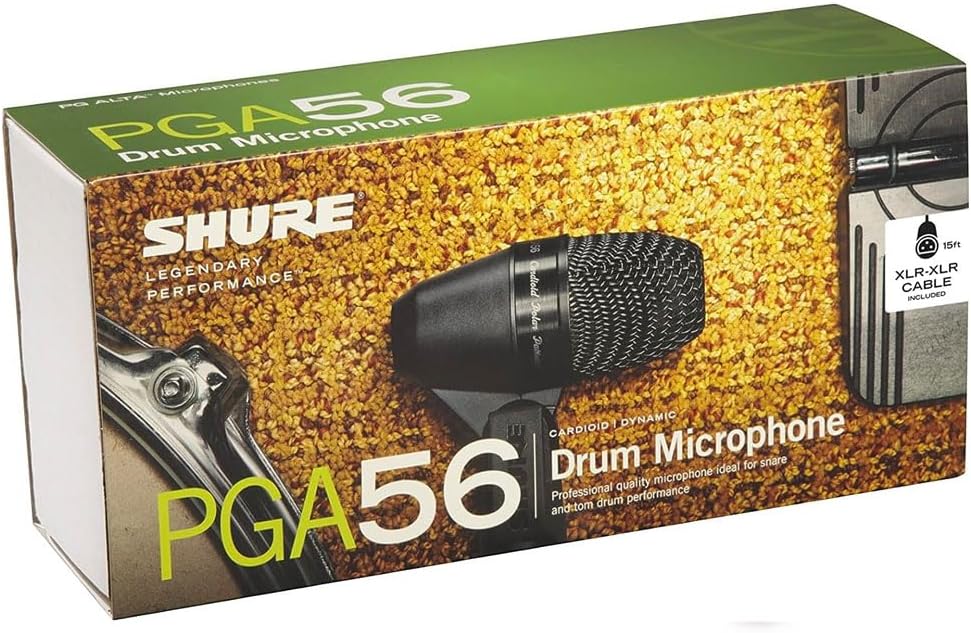 Shure PGA56 Dynamisches Snare/Tom-Mikrofon mit schwenkbarer Halterung und Nierencharakteristik, inkl