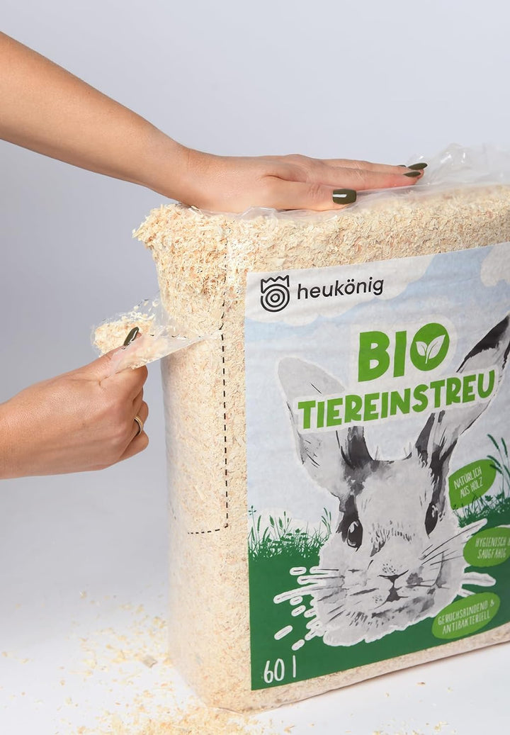 heukoenig.de Bio-Holzstreu 6x60L für Kleintiere und Nager | 100% Natürlich, Hygienisch, Staubfrei, G