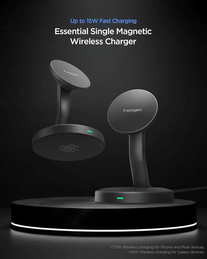 Spigen Essential 15W MagSafe Ladegerät [inkl. 60W USB-C Kabel] Magnetische Kabellose Ladestation für
