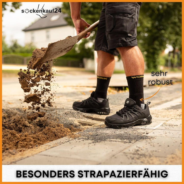 Herren Arbeitssocken (10 oder 20 Paar) WORK Socken Baumwolle 43-46 20 Paar | Schwarz/Grau Meliert, 4