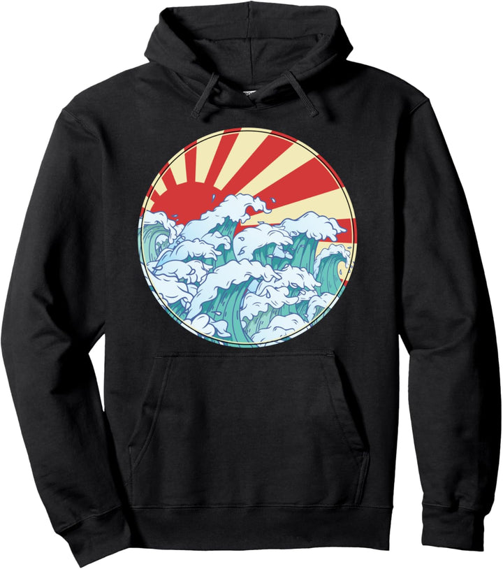 The Great Wave Off Kanagawa Hokusai Manga Cartoon Japanisch Pullover Hoodie