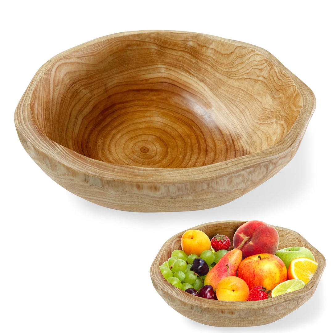 Obstschale aus Naturholz - Handgefertigte Servierschale mit Unregelmässiger Form - Kreative Holzscha