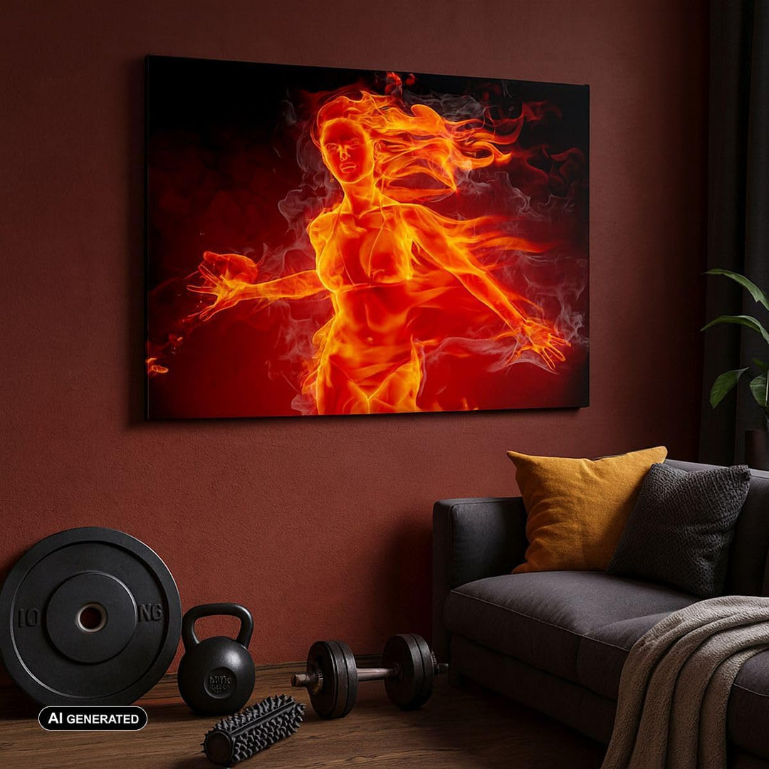 Bilder auf Leinwand Frau Flammen Illustration Leinwandbild 70x50cm Wandbilder Dekoration Wohnzimmer