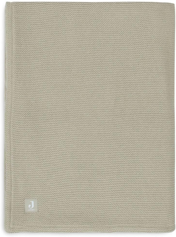 Jollein 517-511-67054 Babydecke Strickdecke mit Teddyfell Basic Knit Olive (75x100 cm)