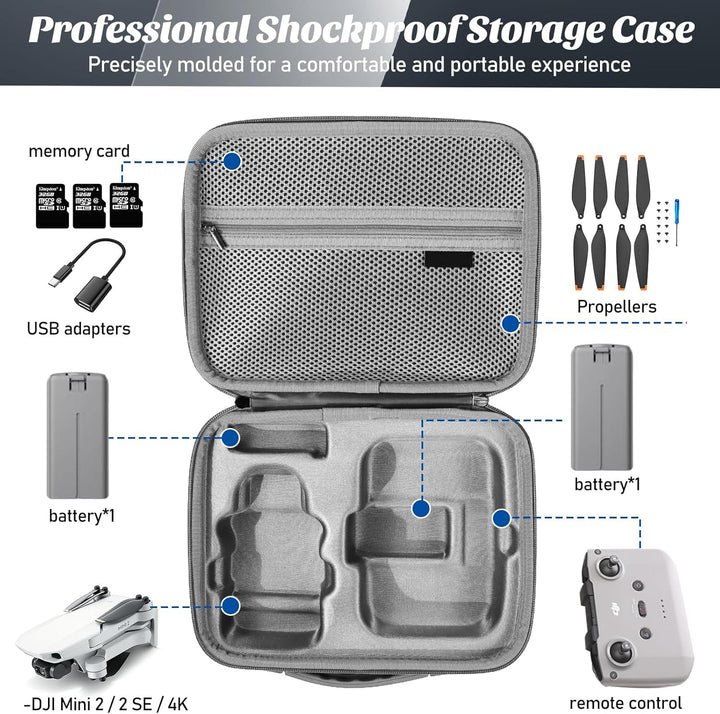 Tasche für DJI Mini 4K, MiNi 2 SE / 2 Drohne & Zubehör, Kompakter, wasserdichter & stossfester Mini-