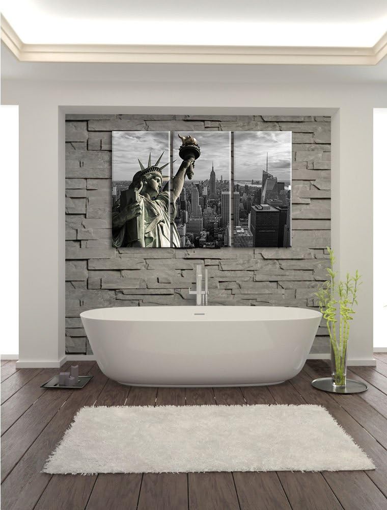Pixxprint Freiheitsstatue in New York als Leinwandbild/Grösse: 3 Teilig (120x80 cm) cm/Wandbild/Kuns