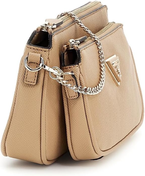 Guess Noelle Dbl Pouch Crossbody Bag Beige, Beige