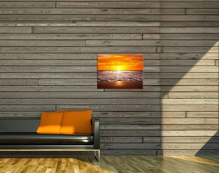 Bilderdepot24 Bild auf Leinwand | Strand Sonnenuntergang I in 70x50 cm als Wandbild | Wand-deko Deko