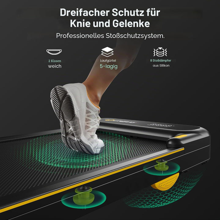 UREVO Laufband, faltbar, mit App, 3-in-1, elektrisches Laufband, 1-10 km/h, doppelte Dämpfung, mit L