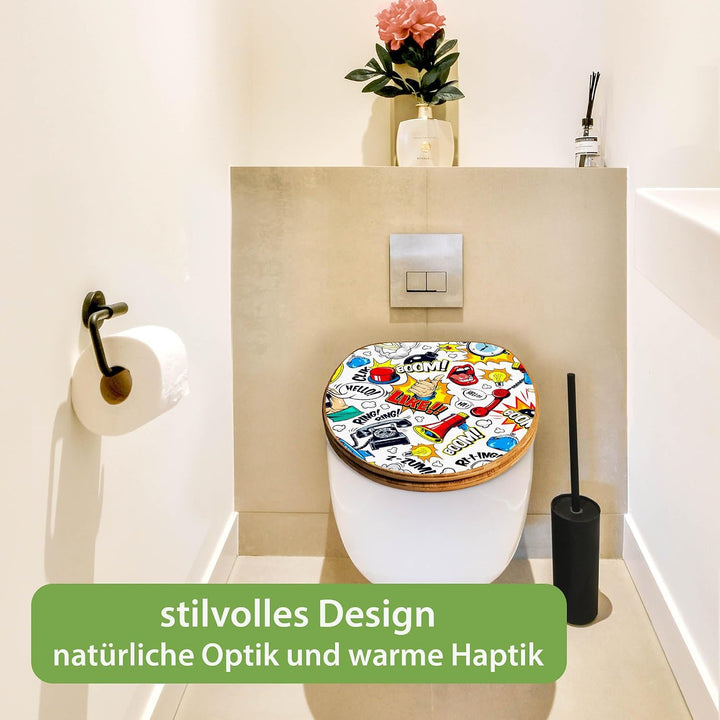 banjado Design WC Sitz Bambus Absenkautomatik 45,8x37,5cm - Toilettendeckel mit Absenkautomatik Holz