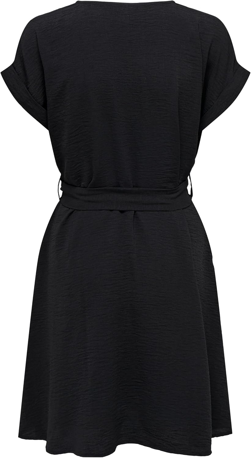 JdY Damen Jdyrachel S/S Dress WVN Kleid, Schwarz