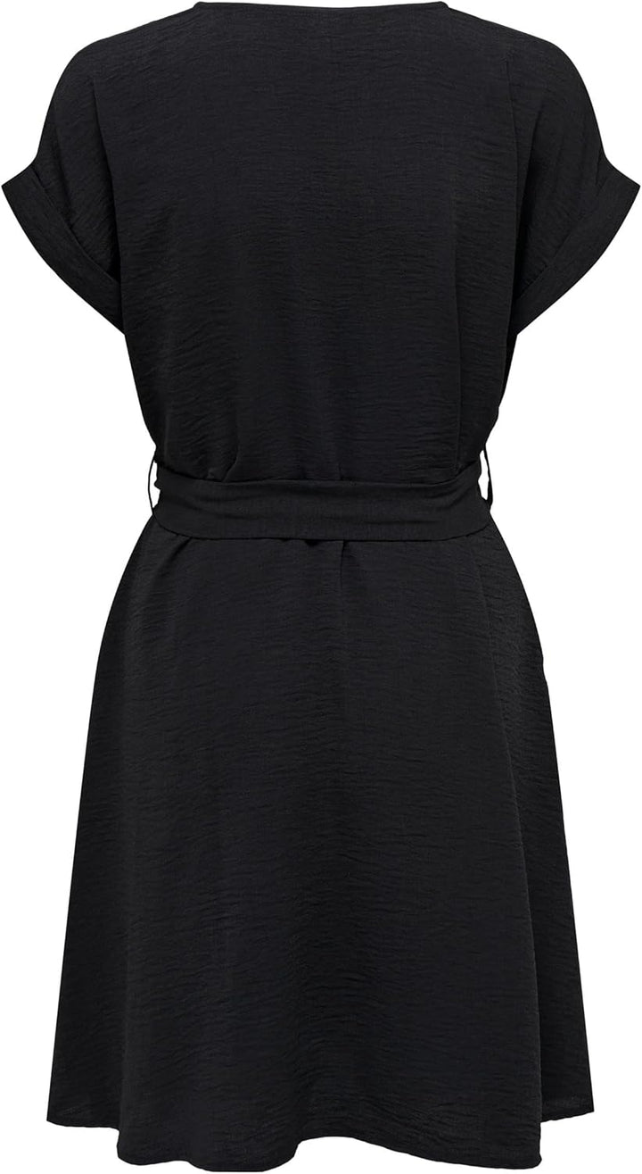 JdY Damen Jdyrachel S/S Dress WVN Kleid, Schwarz