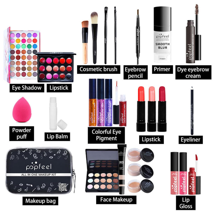 30St Schminkkasten Make-Up Set, Professionelles Kosmetische Schmink Set mit Lidschatten Lippengloss