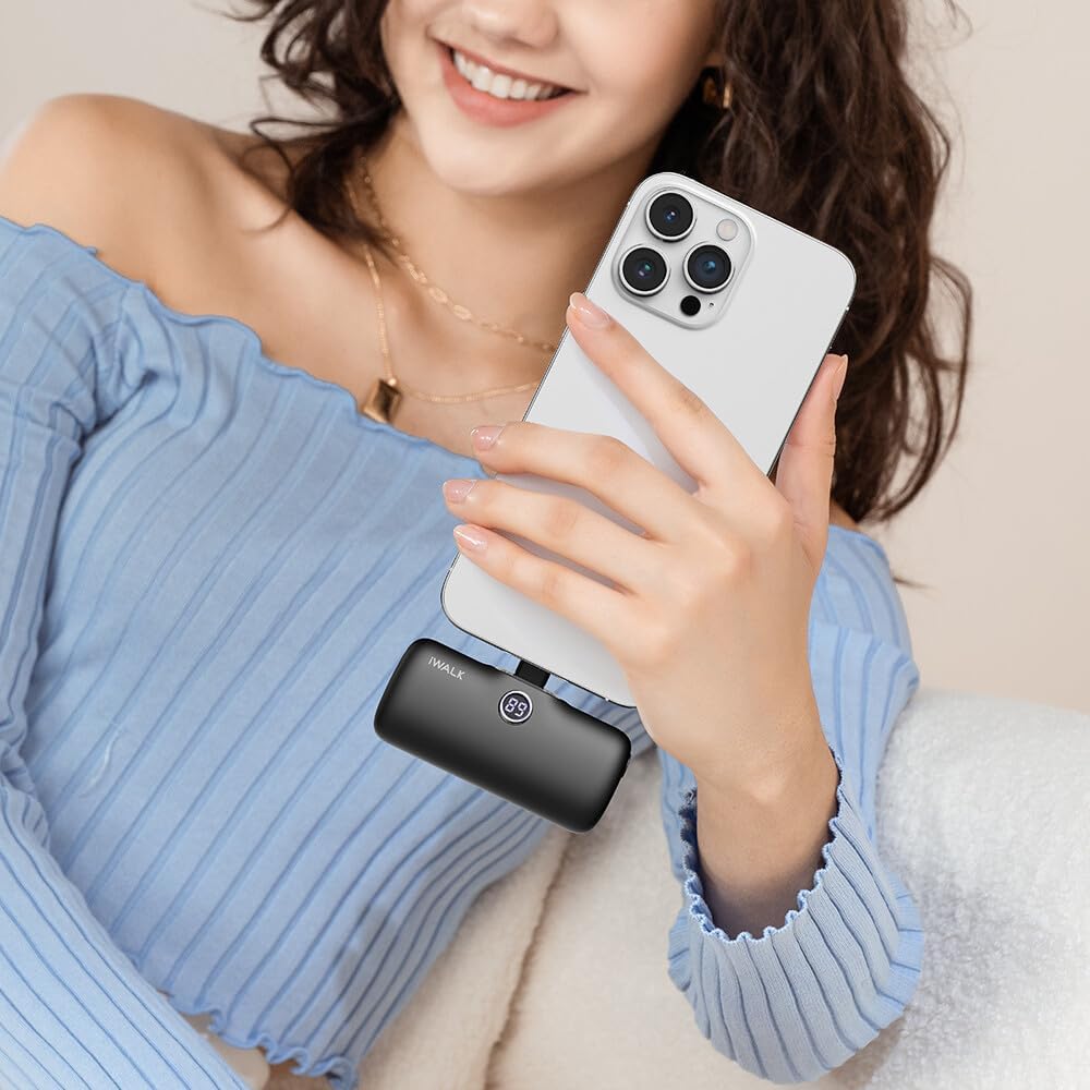 iWALK Powerbank 4800mAh,USB-C Ausgabe & Eingabe, 20W Schnellladung Tragbares Ladegerät, Petit Extern