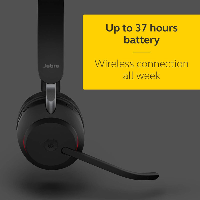 Jabra Evolve2 65 Wireless PC Headset – Noise Cancelling Microsoft Teams Certified Mono Headphones Wi