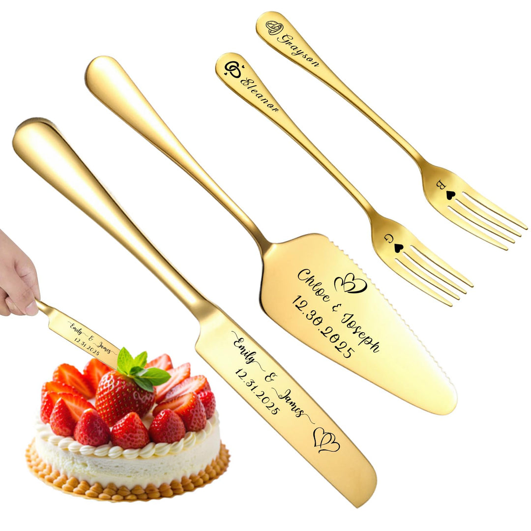 Personalisiertes Tortenmesser & Servierset mit individuellem Namen und Text - Tortenservierset & Hoc