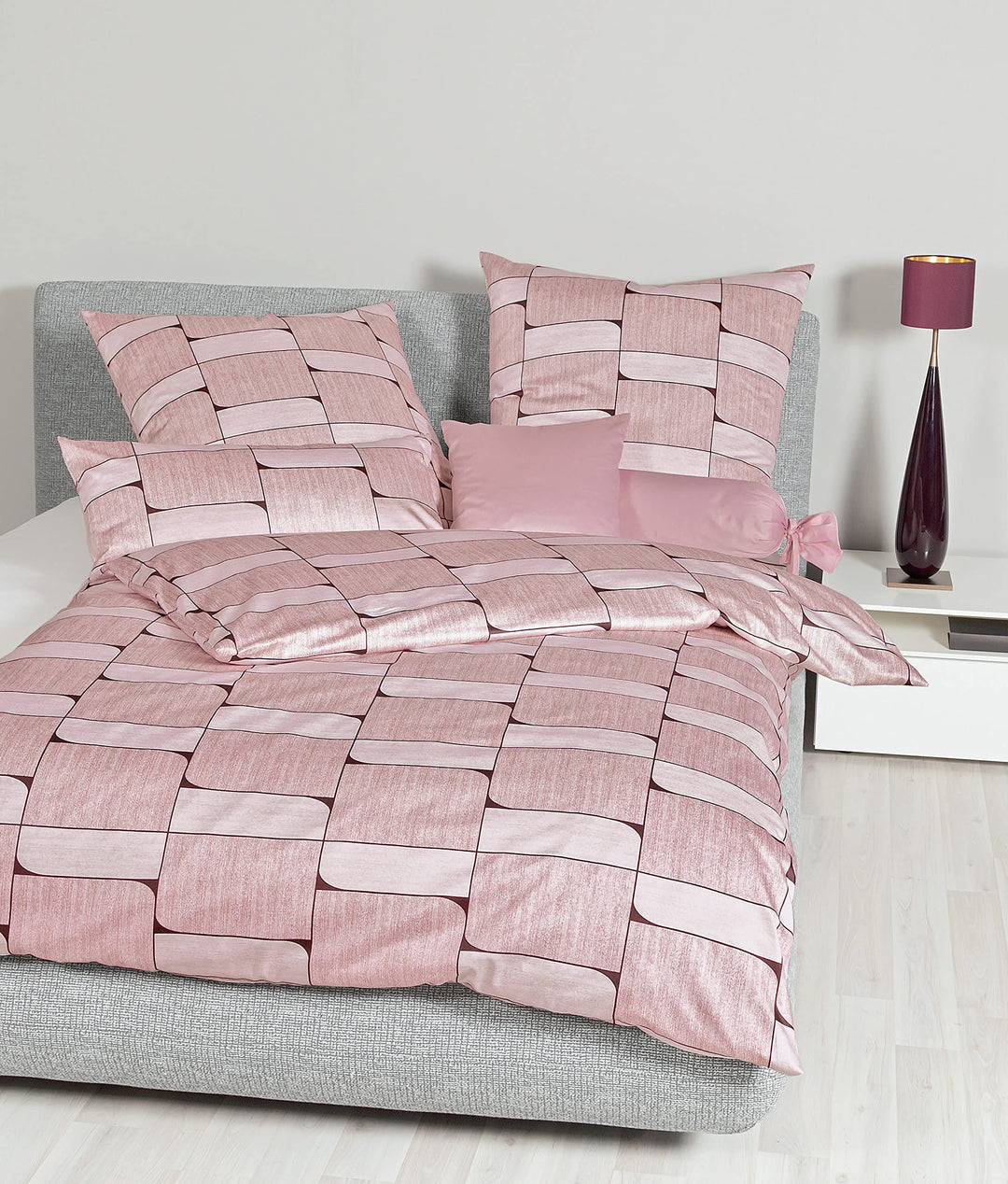 Janine Mako-Satin-Bettwäsche Milano 135x200 + 80x80 cm kameerose, 135x200 + 80x80 cm