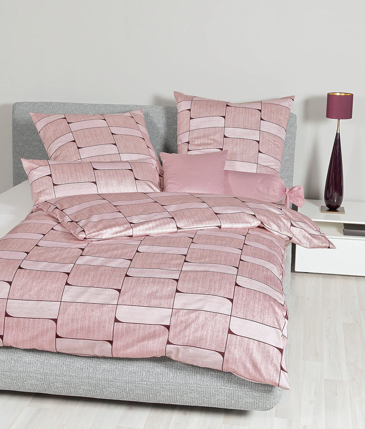 Janine Mako-Satin-Bettwäsche Milano 135x200 + 80x80 cm kameerose, 135x200 + 80x80 cm