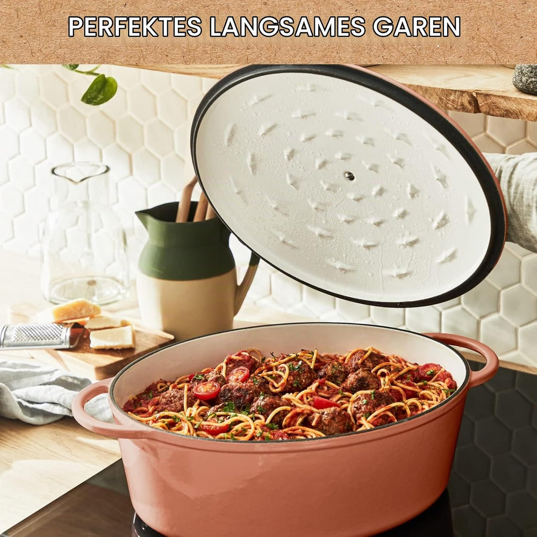Tefal E26006 LOV Ovaler Bräter 34 cm | wiedergewonnenes Gusseisen | optimale Wärmespeicherung | für