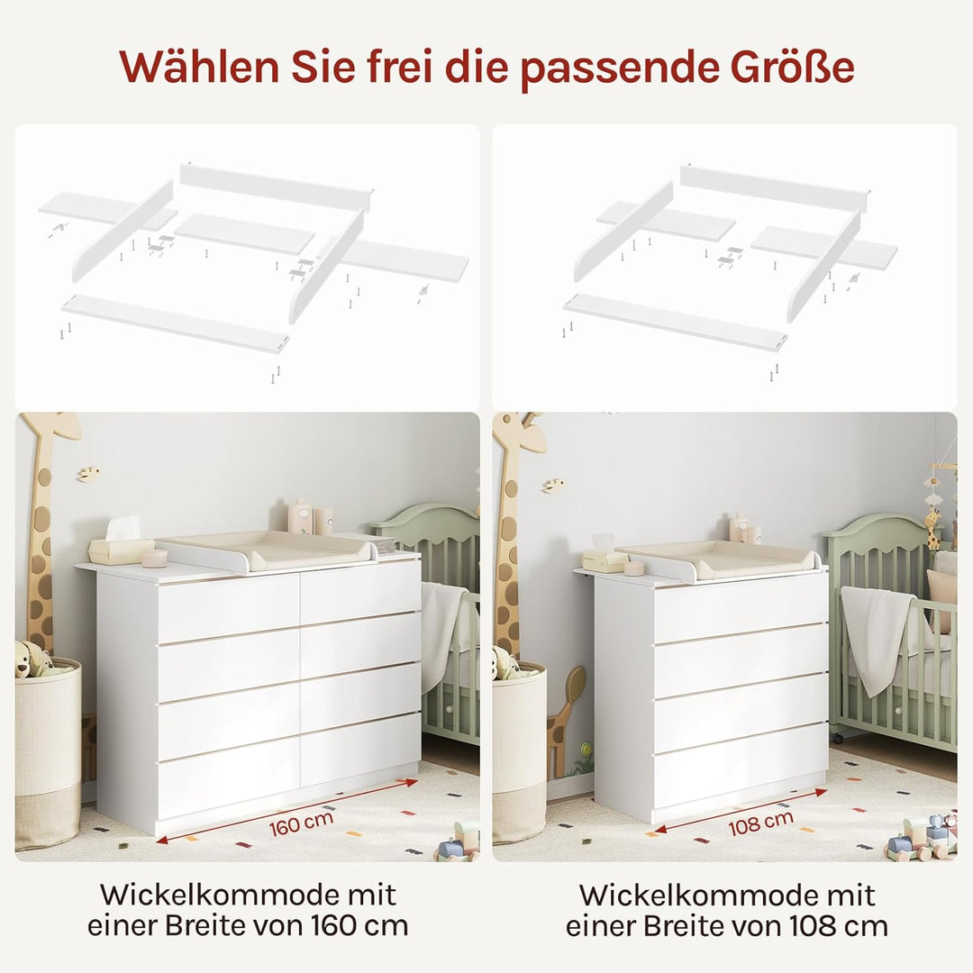 WOLTU Wickelaufsatz, Wickeltischaufsatz universal für Kommode (Tiefe: 47-50 cm), mit Schutzrand, aus