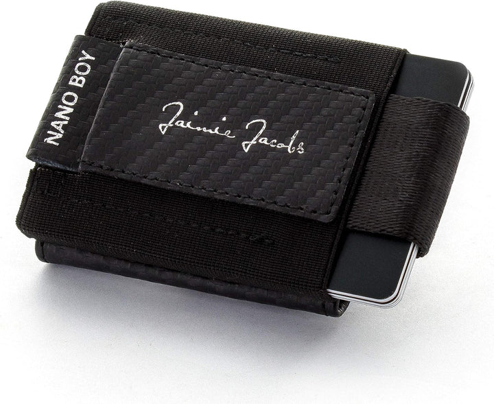 Jaimie Jacobs Minimalist Wallet Nano Boy Pocket Mini Geldbörse aus Textil mit Zugband schmaler Karte