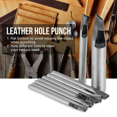 9Pcs gürtel oval locher Leder Hohl Punch Locher Cutter Flacher Gürtel Punching Tool Leder Hohl Schne