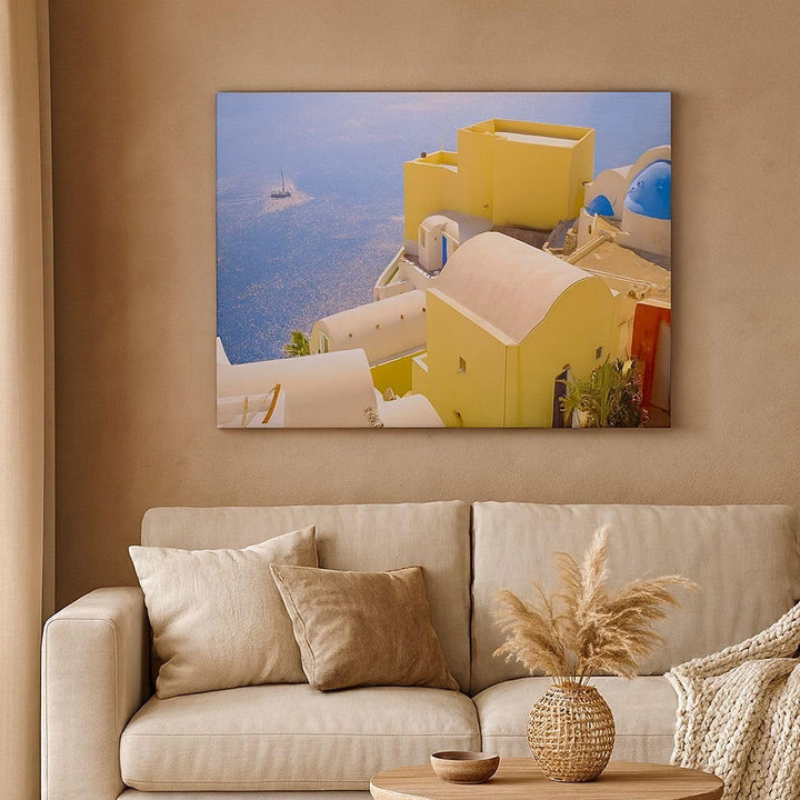 Bilder auf Leinwand 100x70cm Leinwandbild Haus wohnung gebäude griechenland Gross Wanddeko Bild Schl