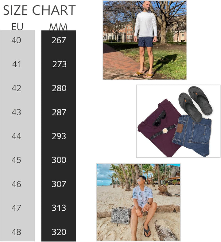 WateLves Herren Flip Flops Zehentrenner Leder mit Arch Support Sandalen Weich Leder Stoff Badelatsch