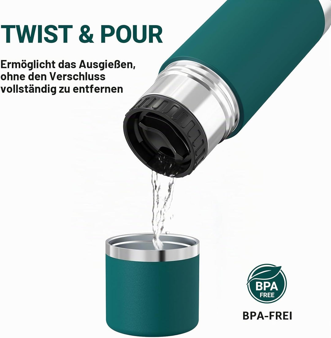 Super Sparrow Trinkflasche Edelstahl - Thermoskanne 500ml/750ml/1000ml - BPA-Frei Thermosflasche - I