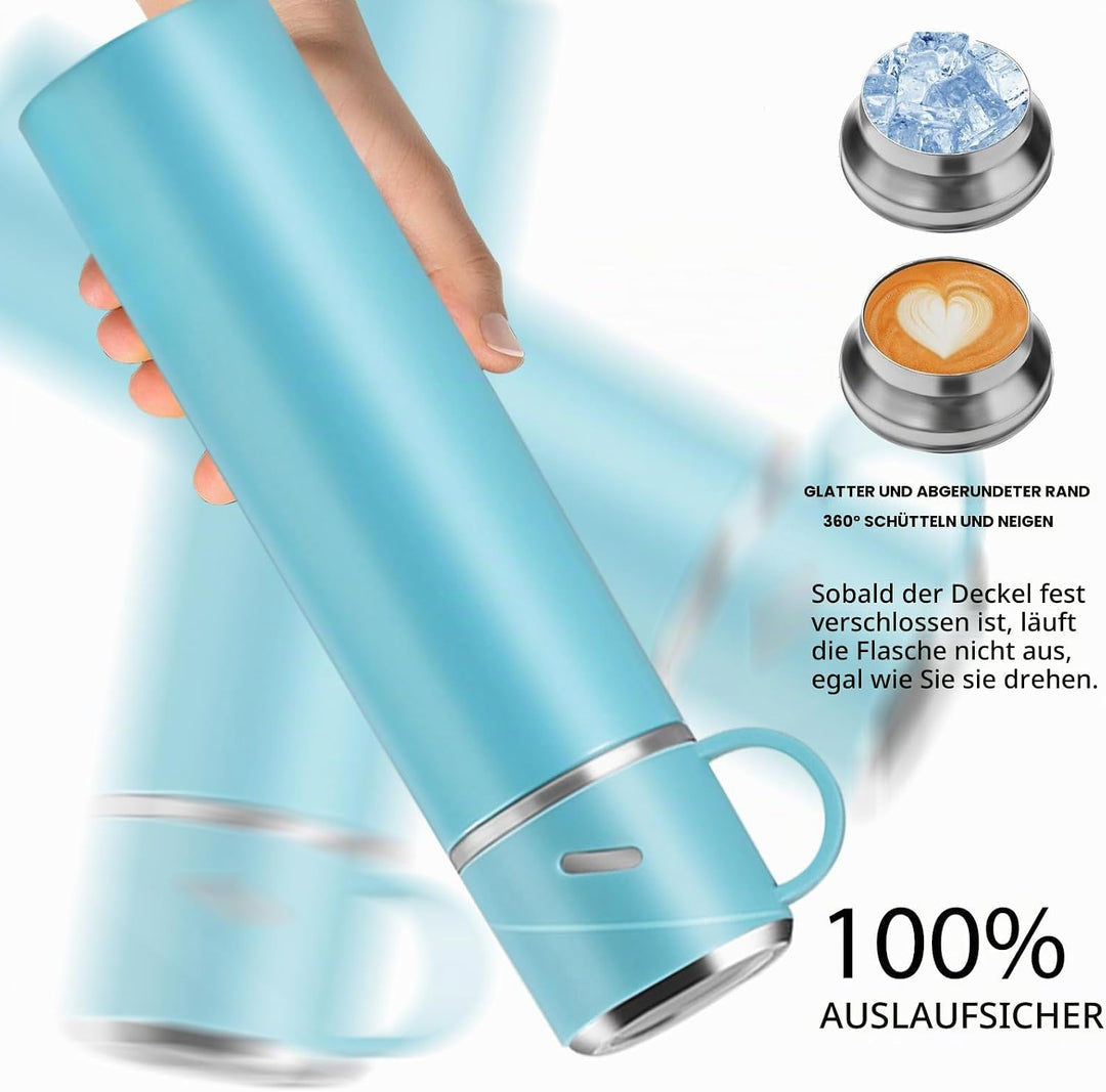 Trinkflasche Edelstahl, Auslaufsicher Thermoskanne, Isolierte Wasserflasche BPA-Frei, Thermosflasche