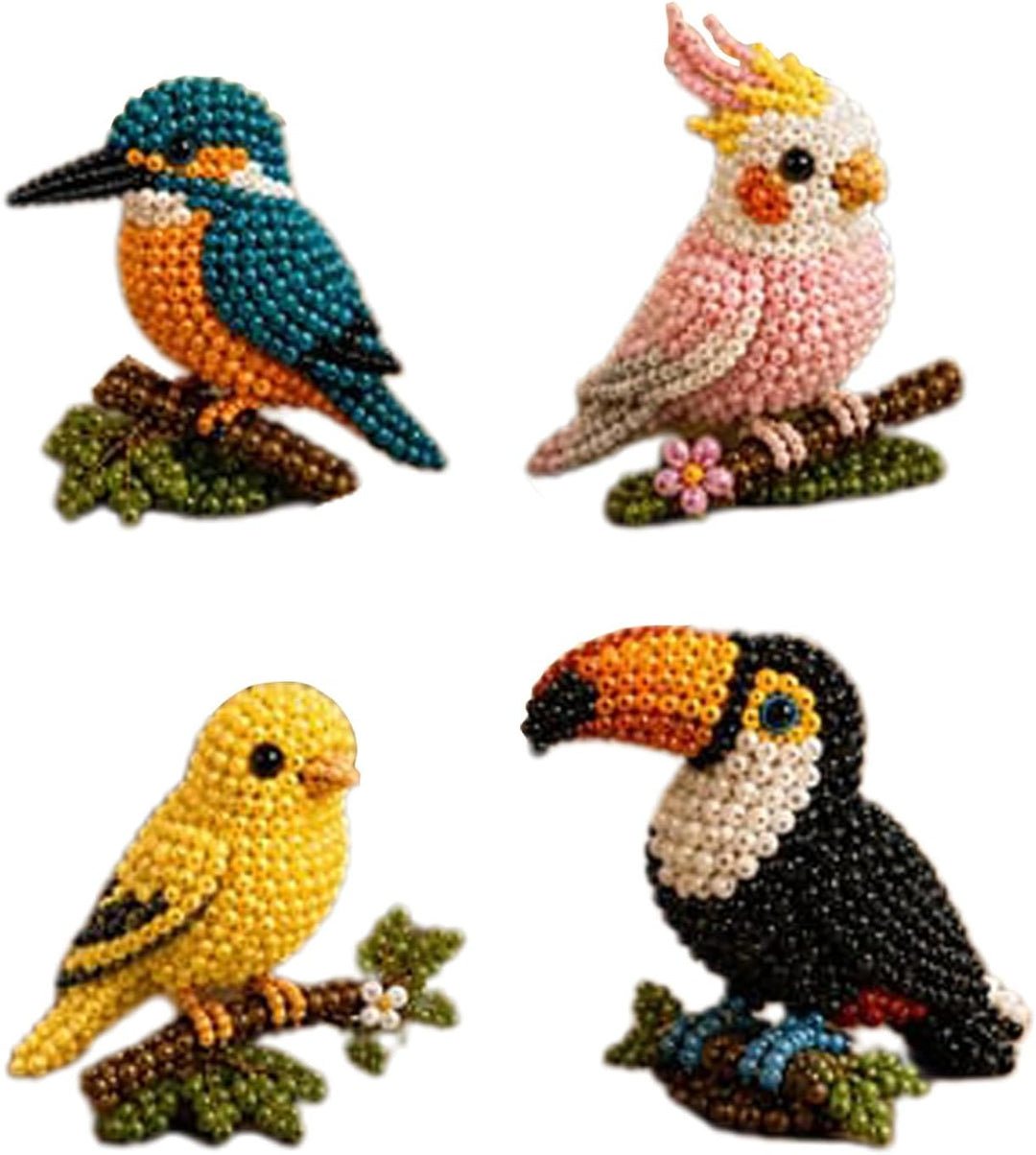 Hamosky 3D-Perlen-Vogel-Bastelset, handgefertigtes 3D-Perlen-Kunst-Bastelset, DIY-Tiere, Perlenstick