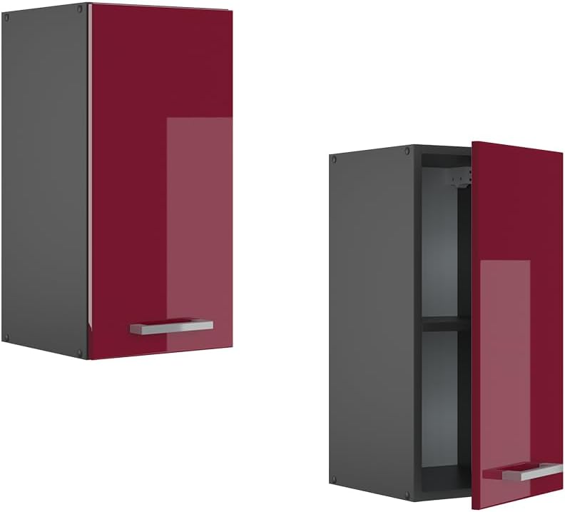 Vicco Hängeschrank R-Line, Bordeaux Hochglanz/Anthrazit, 30 cm Bordeaux Hochglanz Hängeschrank 30cm,