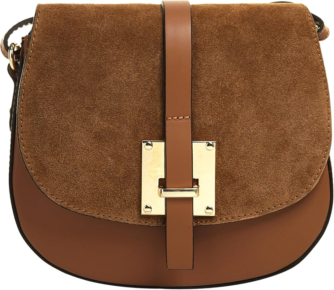 Cluty Umhängetasche echt Leder Damen - 018970 Cognac, Cognac
