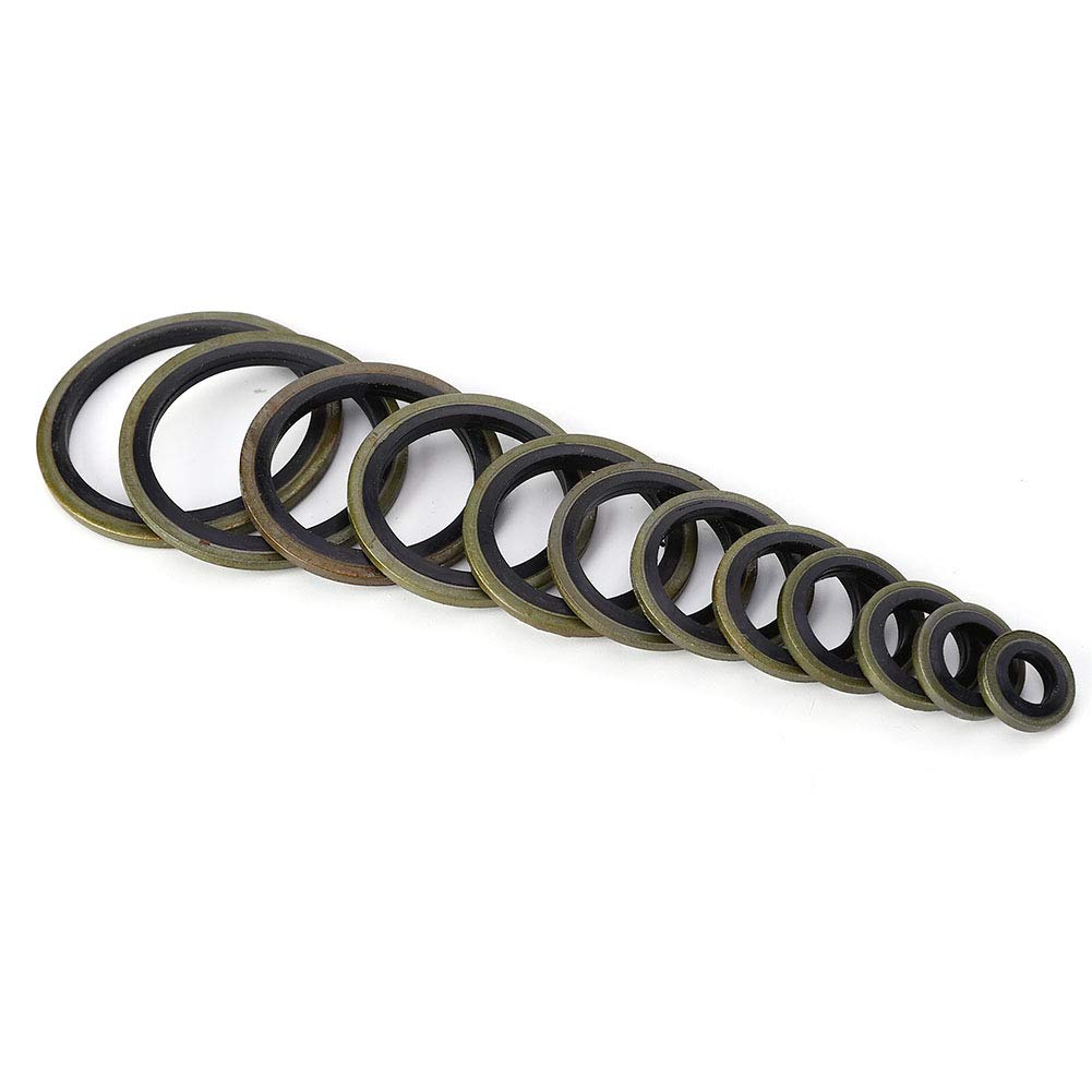 Hydraulik Dichtringe mit Gummilippe, M6 bis M30 Dichtungsringe-Set für Ölablassschrauben 12 Verschie