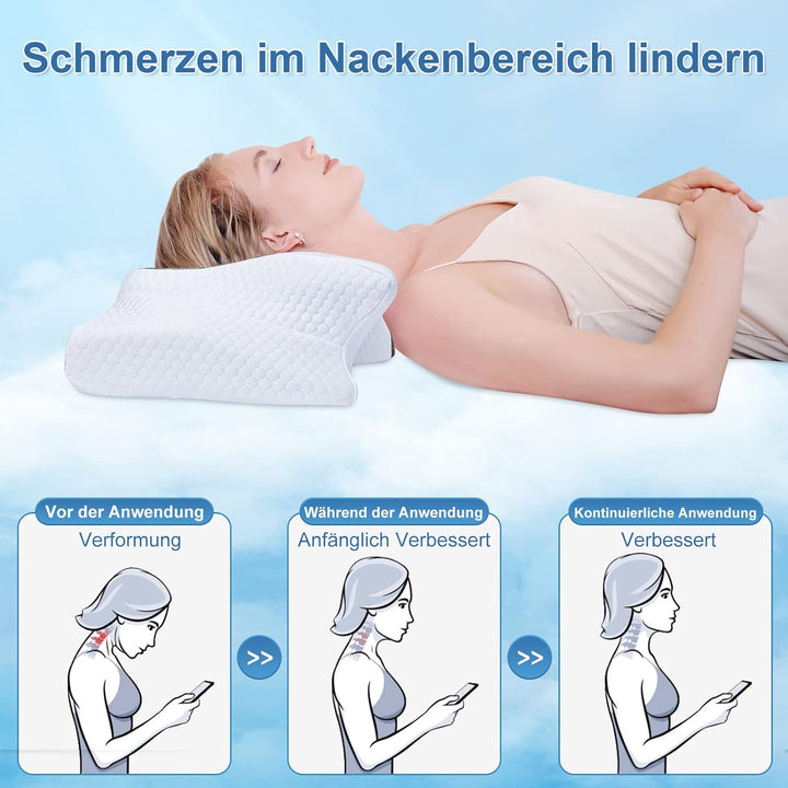 SAHEYER Ergonomisches Nackenkissen, Memory-Schaum Kopfkissen Seitenschläferkissen Orthopädisches Nac