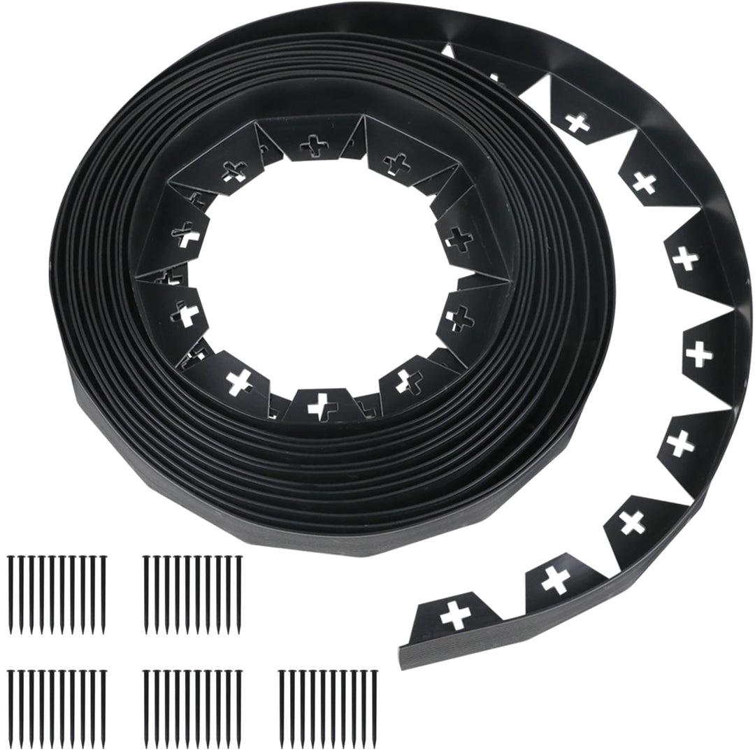JonesHouseDeco Flexible Rasenkante 10m Garteneinfassung 4cm Schwarz PVC Biegsame Beeteinfassung mit