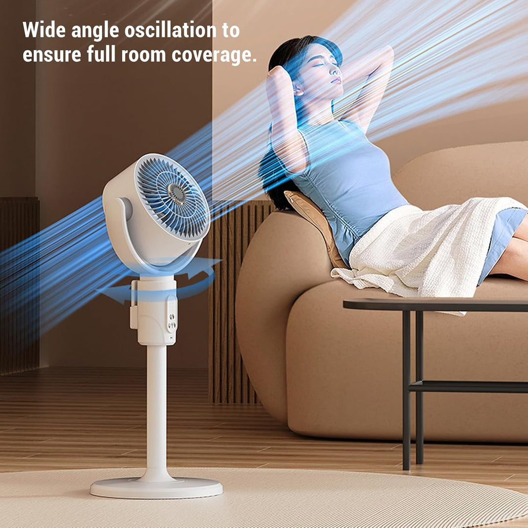 Fockety Ventilator für Schlafzimmer, 90°+180° Oszillierender Standventilator, Bodenventilatoren mit