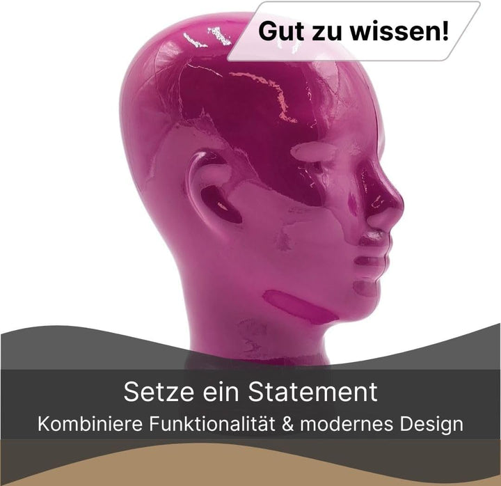 Glaskopf Ständer für Kopfhörer, Headset & VR-Brille – Dekorativer Kopf aus Glas – Design Kopfhörerha