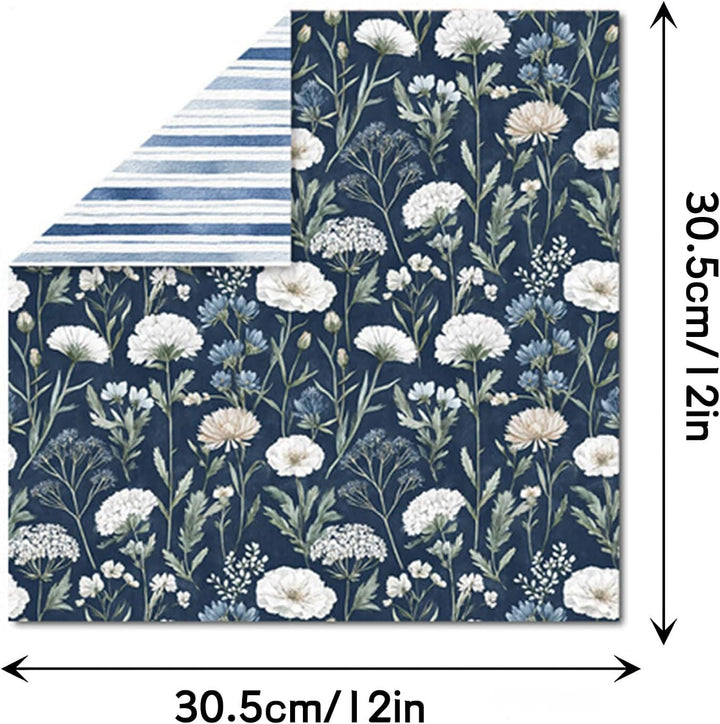 Scrapbook Papier Blumen Muster Scrapbook Bastelpapier, 24 Blat Doppelseitiges Boho Dekorpapier, Merw