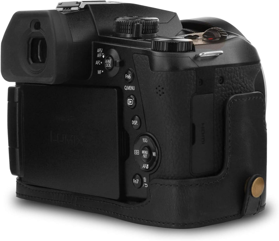 MegaGear MG1678 Ever Ready Leder Kameratasche mit Trageriemen kompatibel mit Leica V-Lux 5, Panasoni